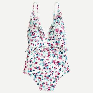 J.Crew Long Torso Ruffle V-neck One-piece Swimsuit Sz12